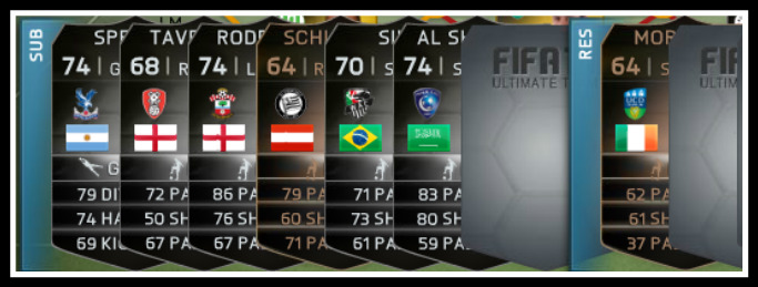 FUT 14 TOTW 29 Subs Bench