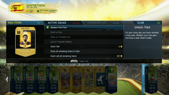 Free FUT Gold Pack