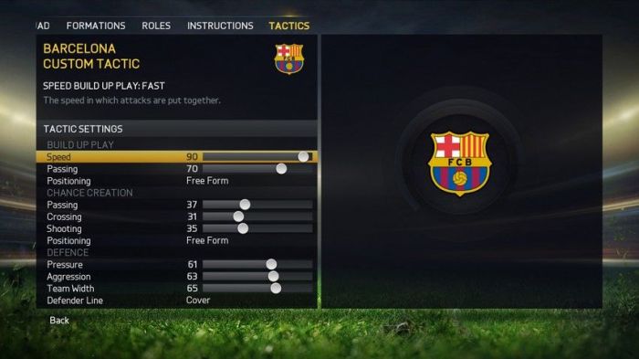 FIFA 15 Tactics Interface