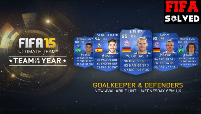 FIFA 15 TOTY Goalie and Defenders